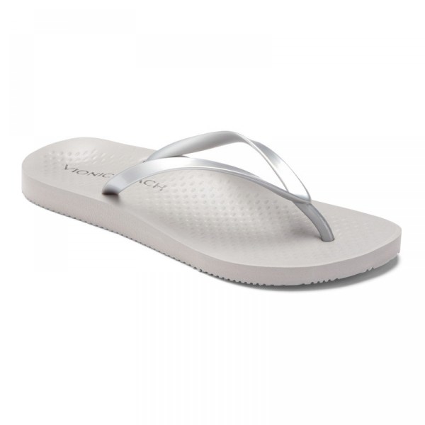 Vionic Sandals Ireland - Beach Noosa Toe Post Sandal Silver - Womens Shoes Sale | VQOBN-3762